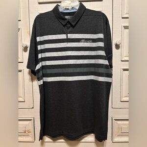 Nike Black and Gray Striped Polo Shirt